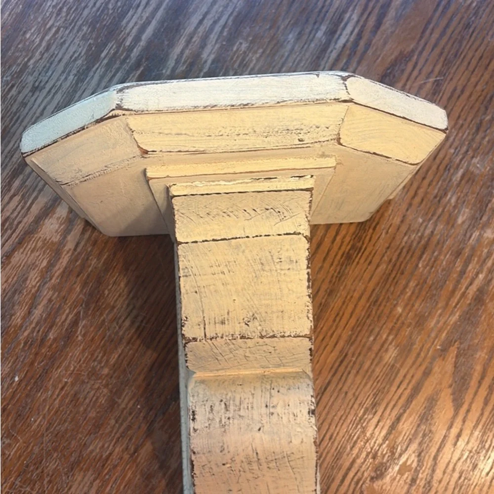 Vintage Distressed White Wooden Corbel-Style Wall Shelf